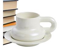Ceramic Cup - Water Glass - Drink Container with Ergonomic Handle Reusable Stylish for Daily Drinks Beer Tea Milk - Coffee Kitchen Restaurant Home Daily Workplace Picnic