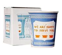 Ceramic Cup We are Happy to Serve You Coffee Mug for Kitchen Restaurant Office Retro New York Style Dishwasher Safe Blue and White (Large(10 Ounces))