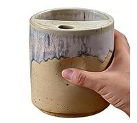 Ceramic Cup with Sip Hole,500ml Tea Cup,Vintage Kiln Milk Mug - for Men Travelers Home Car Office Travel Patio Camping Hotel Picnic Juice Drinks