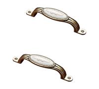 Ceramic Cupboard Handles Vintage, 2 Pack Furniture Pull Solid Ceramic | Plating Surface, Color: Bronze, Cabinet Handles Hole Center: 96-128mm Drawer Pulls Kitchen Door Pulls 96mm/3.8in