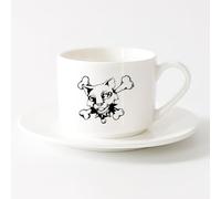 Ceramic Cups with Handles Beauty and Spa Salon Shop Window （6oz/175ml） Perfect for Kitchens, Restaurants & Cafes, Great Gift Idea，Sets Tea Cup with Saucers (White)