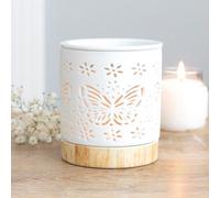 Ceramic Cut Out Butterfly Design Oil Burner (H) 11 Cm