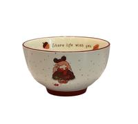 Ceramic Cute Cartoon Girl Small Fresh Red Tableware Household Underglaze Color Set Plate Dinner Snack Breakfast Dessert Bowl Bird's Nest Salad Fruit Ice Cream Soup Pasta (4.5-inch Bowl)
