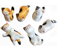 Ceramic Cute Cat Chopsticks Rest Dinner Spoon Stand Knife Fork Holder (Set of 6PCS)