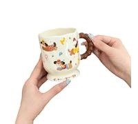 Ceramic cute dachshund goblet household fresh drinking utensils with lid-three dachshunds