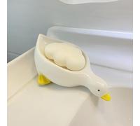 Ceramic Cute Duck Soap Dish, Self Draining Soap Holder for Bathroom Sink Shower Bathtub, Ceramic Soap Tray Holder for Kitchen Sink