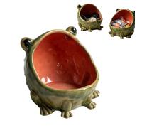 Ceramic Cute Frog Candy Servers Bowl, Funny Big Mouth Frog Key Bowl Statue, Key-Bowl for Entryway Table,FrogShape Jewelry Dish Tray Container Storage for Home Kitchen Office Art Decor (1Pcs)