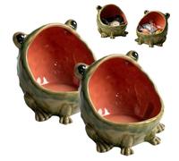 Ceramic Cute Frog Candy Servers Bowl, Funny Big Mouth Frog Key Bowl Statue, Key-Bowl for Entryway Table,FrogShape Jewelry Dish Tray Container Storage for Home Kitchen Office Art Decor (2Pcs)