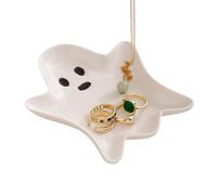 Ceramic Cute Ghost Jewelry Dish Tray, Halloween Plates, Ornament Storage For Home Fall Thanksgiving Christmas Bedroom Dressing Table