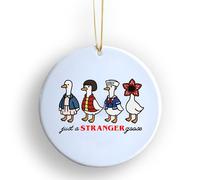 Ceramic Decoration | Just A Stranger Goose | Round (72mm) Ceramic | Hung By Gold Strand