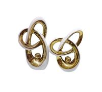 Ceramic Decorative Statue, Abstract Art Sculpture, Table Decoration for Bedroom, Bedroom, Dining Room, Office, Bookshelf Sculptures And Statues, 1 Pair,White Gold A