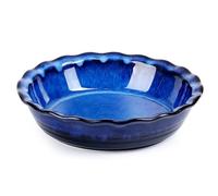 Ceramic Deep Baking Dish Oven Proof, 10in Large Pie Dish, Dishes, Blue Porcelain Lasagne Dish, Blue