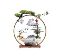 Ceramic Deer Tabletop Water Fountain w/LED Light, Lotus Backflow Incense Burner & Mist Maker Indoor Waterfall Fountain Zen Meditation Decor(Blu,L)