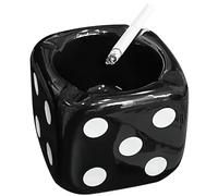 Ceramic Dice Ashtray Creative Mini Dice Ashtray Personalized Hotel Home Office Table Handicrafts Display Ceramic Sieve Ashtray Dice Ashtray Desk Accessories(Black)