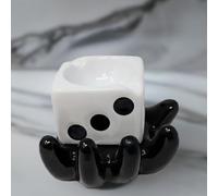 Ceramic Dice Shaped Ashtray | Stylish 8x12cm Ash Tray for Cigarettes | Modern Design, Heat Resistant | Perfect for Home, Office, Patio or Garden (White)