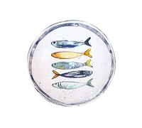 Ceramic dinner plate with fish designs 25.6 Ø | Ceramic Flat Plates | Large Kitchen Dinner Plate | Porcelain Tableware Plates Vintage Design | Microwave and Dishwasher Safe | Dish