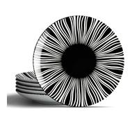 Ceramic Dinner Plates Set of 6-6 Inch Appetizer Plates, Black and White Porcelain Dinner Plates Microwave, Oven & Dishwasher Safe, Minimalist Porcelain Dish Set