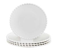Ceramic Dinner Set Mix & Match Tableware Plates and Bowls Set with Beaded Edge Design Dishwasher/Microwave Safe Dinner Table Crockery for 4 People (Dinner Plates)