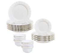 Ceramic Dinner Set Mix & Match Tableware Plates and Bowls Set with Beaded Edge Design Dishwasher/Microwave Safe Dinner Table Crockery for 8 People (24pc Set)