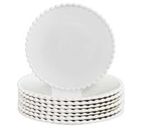 Ceramic Dinner Set Mix & Match Tableware Plates and Bowls Set with Beaded Edge Design Dishwasher/Microwave Safe Dinner Table Crockery for 8 People (Dinner Plates)