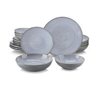 Ceramic Dinnerware 16/32 Piece Embossed Stoneware Tableware Set with 4PCS Dinner/Dessert Plate/Soup Bowl/Mug(16 PCS)