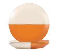 Nicola Spring Ceramic Dipped Flecked Dinner Plates - 20.5Cm - Burnt Orange - Pack Of 4, Orange