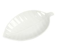 Ceramic Dish, oblong leaf, size 24x14 cm, H: 3 cm, white, 1pc