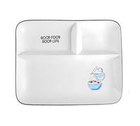 Ceramic Divided Plate, Rectangular Dinner Plate with Compartments to Prevent Flavours from Mixing, Suitable for Pasta Fruit Salad Bread, Microwave Oven Safe