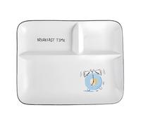 Ceramic Divided Plate, Rectangular Dinner Plate with Compartments to Prevent Flavours from Mixing, Suitable for Pasta Fruit Salad Bread, Microwave Oven Safe