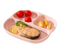Ceramic Divided Plate with 3 Sections, Portion Control Dish for Balanced Meal, Diabetic Diet Dish for Proteins/Veggies/Fruits, Reusable Pink Tray, 1 Pack(Pink)