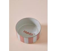 Ceramic Dog Bowl, FAMILY striped pink