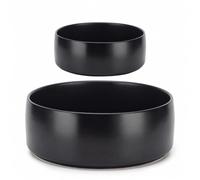 Ceramic Dog Bowl Set, 1.5+6 Cups Dog Bowls Food Water Bowl Set of 2, Spill Proof, Non-Slip Pet Feeding Dog Bowls Dish for Small & Medium Breed (Black, 5.5+8inch)