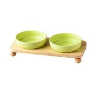 Ceramic Dog Bowl Set with Stand, Cat Dog Food and Water Bowl, Small Dog Bowls - Anti -Slip Set of 2 Cat Dog Bowls-Dog Food Bowls- Dog Bowls Small Size Dog(Green)