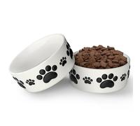 Ceramic Dog Bowls for Medium Size Dogs - 6.5'' Round × 2.5 Tall Dog Food & Water Bowl Set of 2 - Medium Ceramic Bowl with Anti-Slip Rings - Food and Water Bowls with 3 Cups Capacity