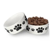 Ceramic Dog Bowls for Small Size Dog - 5'' Round × 2 Tall Dog Food Bowl & Dog Water Bowl Set of 2 - Small Dog Bowls with Anti-Slip Rings - 2 Cups Food and Water Bowls for Small Dogs and Cats