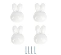 Ceramic Door Drawer Handles 4Pcs 4Pcs Rabbit Ceramic Handle Wardrobe Door Children's Drawer Knobs Single Hole Knobs Without Punching White
