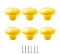 Ceramic Door Drawer Handles 6Pcs Ceramic Knobs Single Hole Colorful Cabinet Bookcase Drawer Handle Yellow