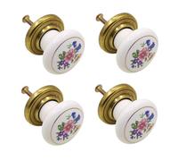 Ceramic Door Knob 4Pcs Ceramic Round Single Hole Knob Shoe Cabinet Wardrobe Household Zinc Alloy Handle Morning Glory