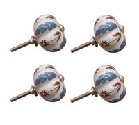 Ceramic Door Knob 4Pcs Ceramic Single Hole Knobs Retro Drawer Cabinet Wardrobe Shoe Cabinet Door Pulls No. 1 Mulberry Leaf