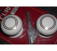 Ceramic Door Knobs White/gold Lines (Pair) - 60mm - Securit