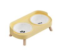 Ceramic Double Bowl Feeder For Pet Cats Dog Elevated Dish NonSlip Stand Food And Water Bowls For Home Use Ceramic Pet Feeding Station