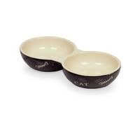 Nobby Ceramic Cat Double Bowl, 22 x 11.5 x 3.5 cm, black/red