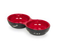 Nobby cats ceramic double bowl, 22.0 cm