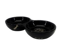 Nobby Golden Cat Ceramic Double Bowl 22.0 x 4.0 cm 2 x 0.13 L Black