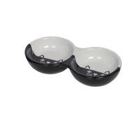 Nobby Face Cat Ceramic Double Bowl 22 x 11.5 x 3.5 cm Black/White