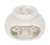 Ceramic Double Dish Oil Burner - Ivory