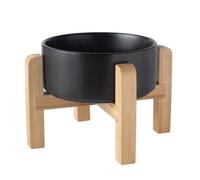Ceramic Double Raised Bowl for Large Dogs, Pet Feeders, Feeding Supplies for Small, Medium and Large Dogs with Wooden Stand A