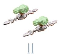 Ceramic Drawer Knobs 2Pcs Green Cabinet Wardrobe Shoe Cabinet Door Pulls Zinc Alloy Single Hole Knobs Cabbage Small