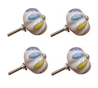 Ceramic Drawer Knobs 4Pcs Ceramic Single Hole Knobs Retro Drawer Cabinet Wardrobe Shoe Cabinet Door Pulls No. 1 Poplar