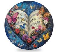 Ceramic Drink Coaster for Tabletop Protection, Book Love Heart Retro Flowers And Butterfly Round Table Coasters for Home Decor House Warming Gifts